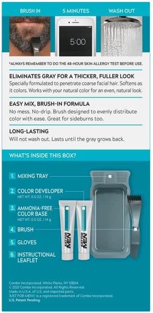 Just For Men Mustache & Beard Brush-In Color Gel M-45 Dark Brown