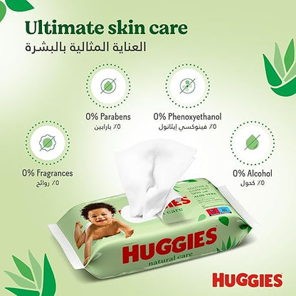 Huggies Natural Baby Wipes, Aloe Vera Wipes, 10 Pack x 56 Wipes (560 Wipes)