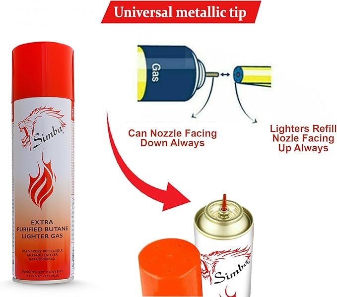 Simba Set of 6 Simba Lighter Gas Butane Gas Cartridge Refill (139g)