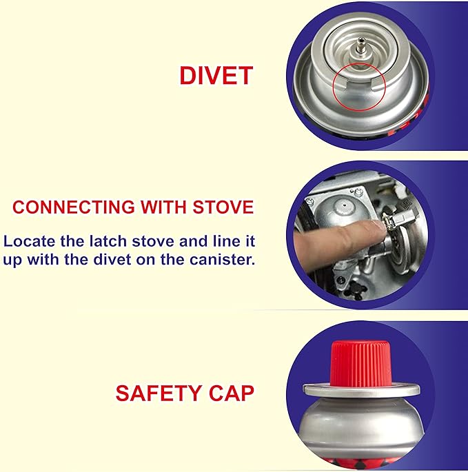 SIMBA Portable Stove Gas pack of 12- 220g - 400ml - Butane Gas for Camping Stoves, HIGH Performance Gas Mix | Butane GAS for Stoves