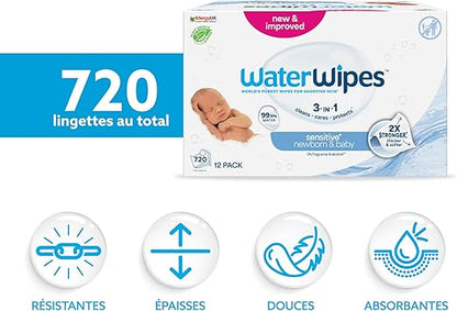 WaterWipes Original Plastic Free Baby Wipes, 720 wet wipes (12 packs)