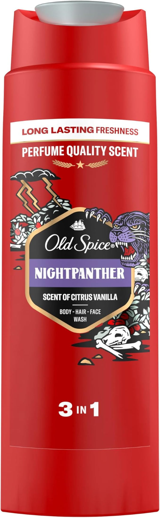 Old Spice Night Panther 3-in-1 Shower Gel for Hair, Face and Body 400 ml