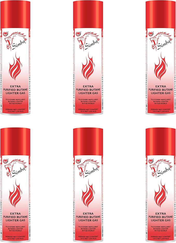 Simba Set of 6 Simba Lighter Gas Butane Gas Cartridge Refill (139g)