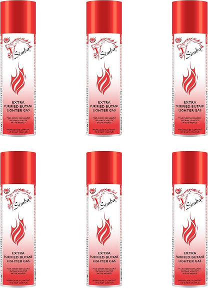Simba Set of 6 Simba Lighter Gas Butane Gas Cartridge Refill (139g)