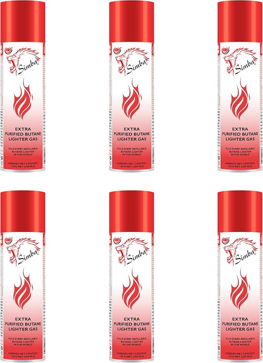 Simba Set of 6 Simba Lighter Gas Butane Gas Cartridge Refill (139g)