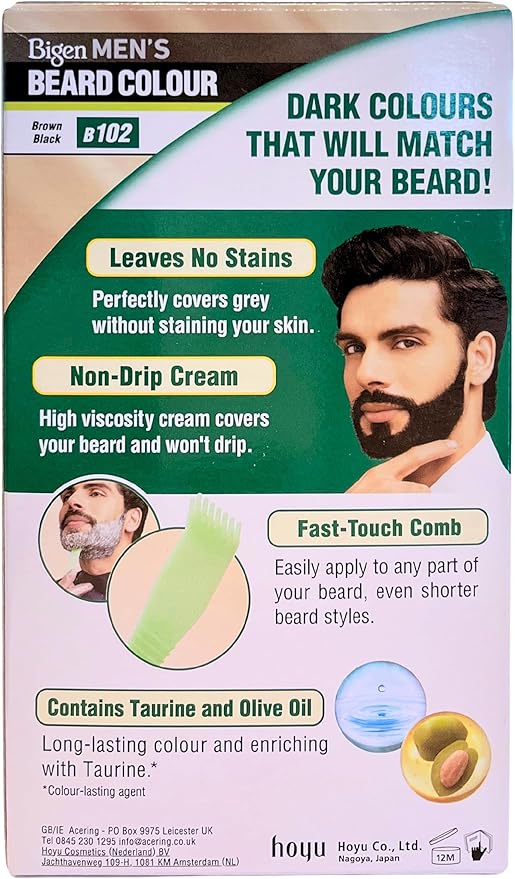 Bigen Men's Beard Colour - 102 Brown Black