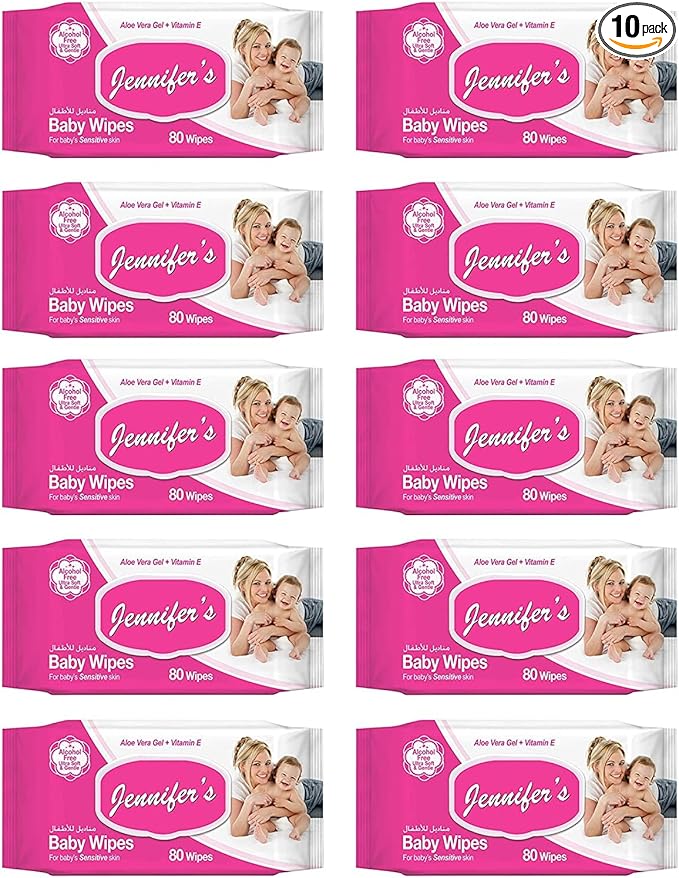 Jennifer's Baby Wipes 80's (Pack of 10)