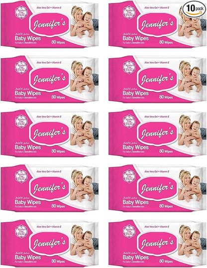 Jennifer's Baby Wipes 80's (Pack of 10)
