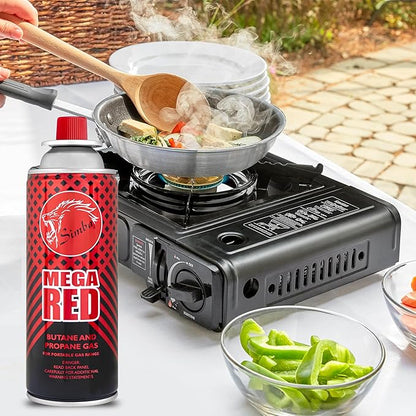 SIMBA Portable Stove Gas pack of 12- 220g - 400ml - Butane Gas for Camping Stoves, HIGH Performance Gas Mix | Butane GAS for Stoves