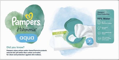 Pampers Harmonie Aqua Wet Wipes 15 Packs of 48 Wet Wipes - 720 Wet Wipes
