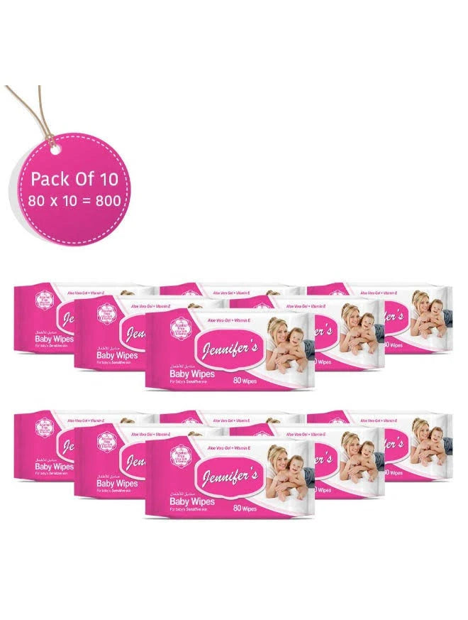 Jennifer's Baby Wipes 80's (Pack of 10)