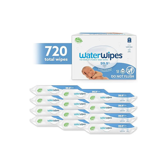 WaterWipes Original Plastic Free Baby Wipes, 720 wet wipes (12 packs)